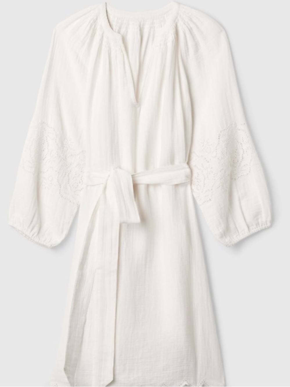NWT GAP WHITE Crinkle Gauze Embroidered Mini Dress L